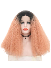 Load image into Gallery viewer, Rooted Pink Wavy Lace Front Wig 056