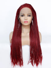 Load image into Gallery viewer, Wine Red Braided Lace Front Wig