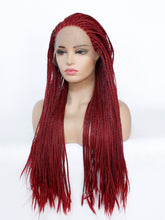 Load image into Gallery viewer, Wine Red Braided Lace Front Wig