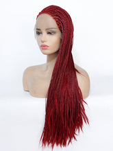 Load image into Gallery viewer, Wine Red Braided Lace Front Wig