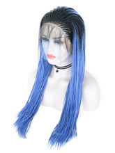 Load image into Gallery viewer, 26" Rooted Ultramarine Blue Braided Lace Front Wig 490