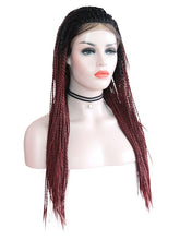 Load image into Gallery viewer, Black Root Wine Red Braided Lace Front Wig 093