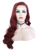 Load image into Gallery viewer, Wine Red Wavy Lace Front Wig 059