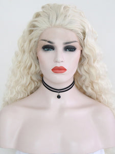 Light Blonde Curly Lace Front Wig 086