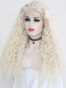Light Blonde Curly Lace Front Wig 086