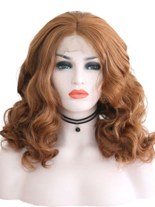 Tawny Brown Wavy Lace Front Wig 061