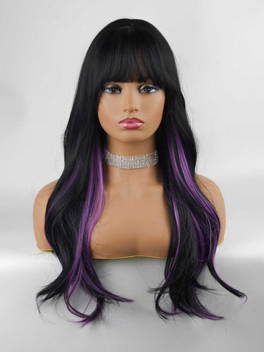 Black with Purple Regular Wig 691