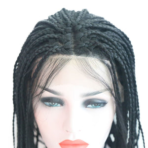 Black Bob Braided Lace Front Wig 079