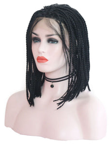 Black Bob Braided Lace Front Wig 079