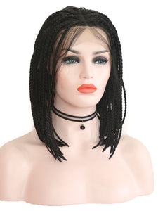 Black Bob Braided Lace Front Wig 079