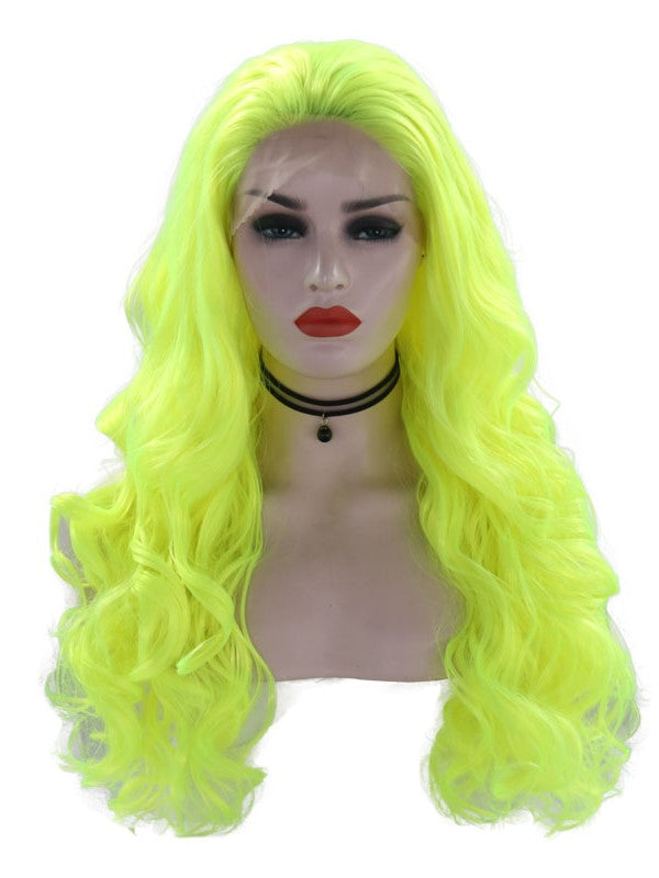 Neon Green Wavy Lace Front Wig 025