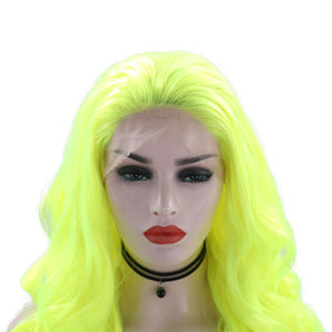 Neon Green Wavy Lace Front Wig 025