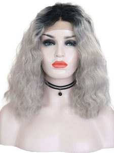 Rooted Gray Short Lace Front Wig 078
