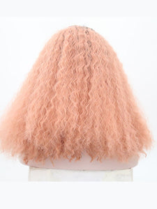 Rooted Pink Wavy Lace Front Wig 056