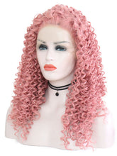 Load image into Gallery viewer, Rose Pink Curly Lace Front Wig 066
