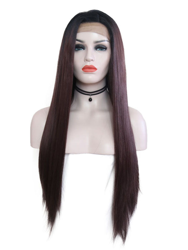 Rooted Wine Red Lace Front Wig 054