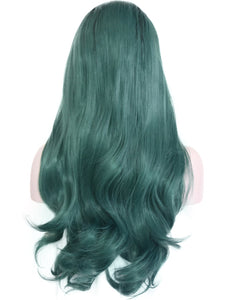 Rooted Pine Green Lace Front Wig 084