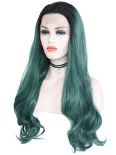 Load image into Gallery viewer, Rooted Pine Green Lace Front Wig 084