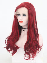 Load image into Gallery viewer, Falu Red Wavy Lace Front Wig 100