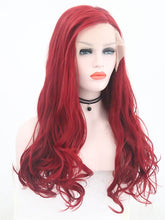 Load image into Gallery viewer, Falu Red Wavy Lace Front Wig 100