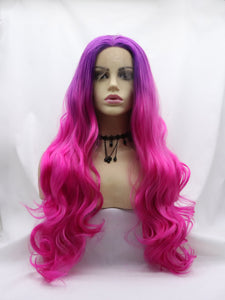 Rooted Magenta Lace Front Wig 671