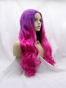 Rooted Magenta Lace Front Wig 671