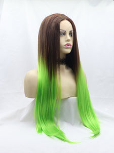 Brown to Green Lace Front Wig 674