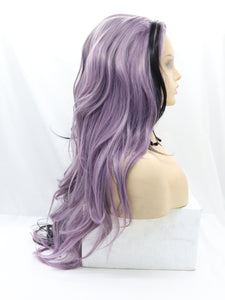Half Purple Half Black Lace Front Wig 683