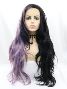 Half Purple Half Black Lace Front Wig 683