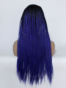 Rooted Blue Braided Lace Front Wig 649