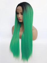 Load image into Gallery viewer, Black Root Light Green Lace Front Wig 171