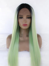 Load image into Gallery viewer, Black Root Pastel Tea Green Lace Front Wig 157