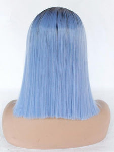 12" Rooted Baby Blue Bob Lace Front Wig 399