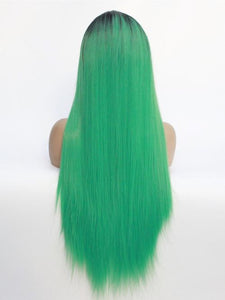 Black Root Light Green Lace Front Wig 171