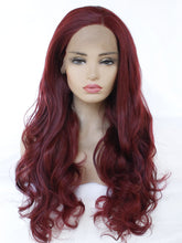 Load image into Gallery viewer, Sangria Red Wavy Lace Front Wig 603