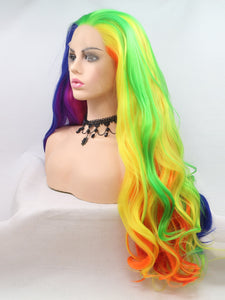 26" Rainbow Wavy Wavy Lace Front Wig 476