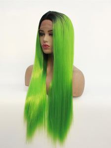 Rooted Kelly Green Lace Front Wig 596