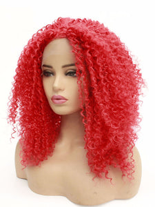 Hot Red Curly Lace Front Wig 592