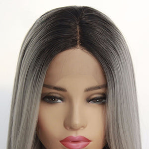 Rooted Gray Lace Front Wig 582