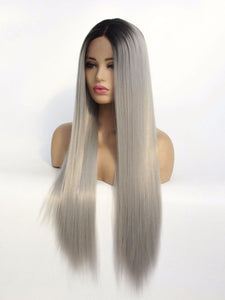 Rooted Gray Lace Front Wig 582