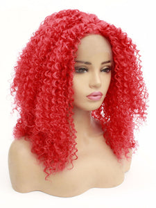 Hot Red Curly Lace Front Wig 592