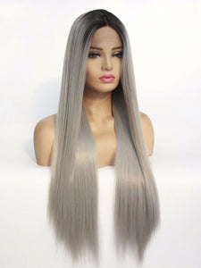 Rooted Gray Lace Front Wig 582