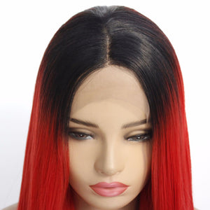 Rooted Bright Red Lace Front Wig 631