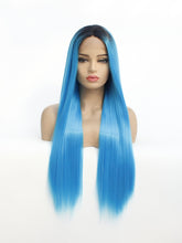 Load image into Gallery viewer, 26&quot; Rooted Sea Blue Lace Front Wig 575