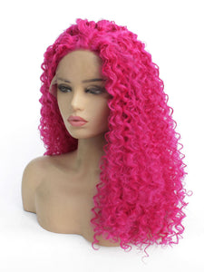 Magenta Curly Lace Front Wig 595