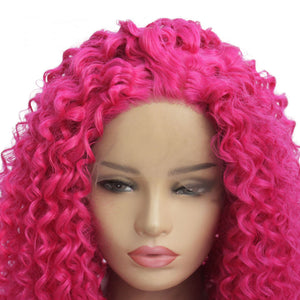 Magenta Curly Lace Front Wig 595