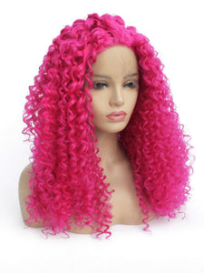 Magenta Curly Lace Front Wig 595