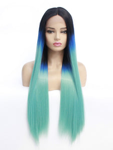 26" Rooted Gradient Blue Lace Front Wig 467