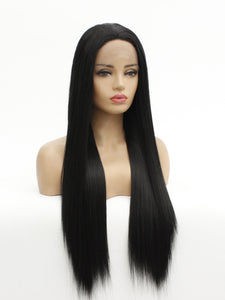 26" Classic Black Lace Front Wig 095