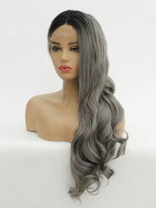 Rooted Dark Gray Lace Front Wig 628